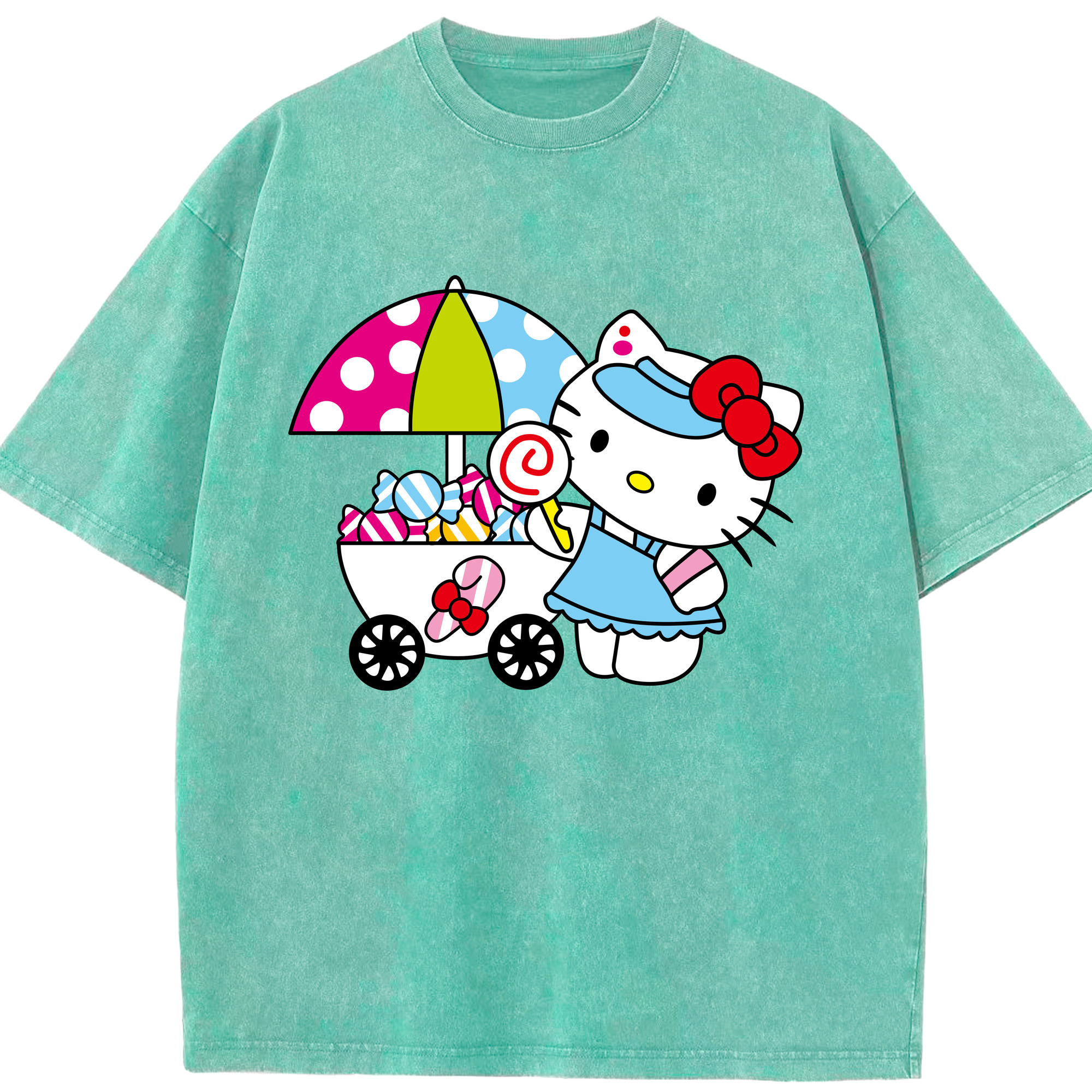 （画像用） Hello Kitty ハローキティ 綿100% ヴィンテージ風 半袖Tシャツ（フロントプリント）
